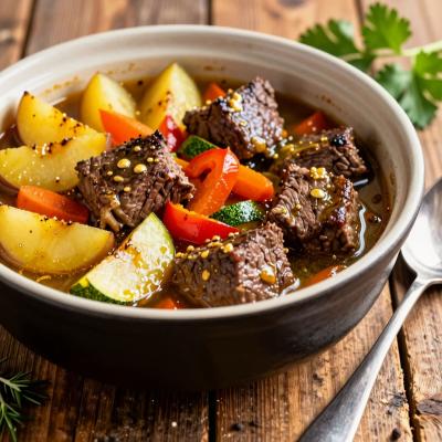 Бехи думлама - восточное тушеное мясо с айвой и овощами - пошаговый рецепт