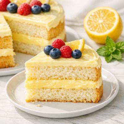 Бисквитный торт с лимонным кремом - воздушный десерт