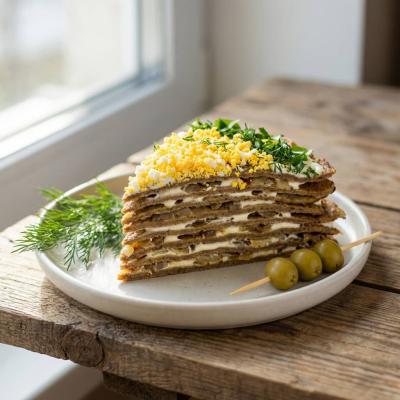 Блинчатый пирог из печени - рецепт закуски
