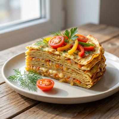 Блинный пирог из кабачков - закусочный рецепт