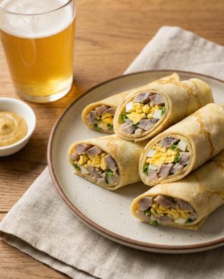 Блины с селедочной начинкой - закуска к пиву и празднику