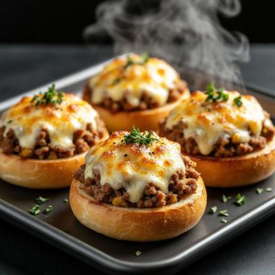 Бубль-пицца - домашний рецепт мясных бубликов с сыром в духовке