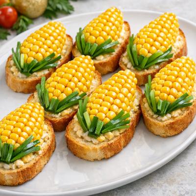 Бутерброды Кукурузка - праздничная закуска для фуршета Простой рецепт с яйцом сыром и кукурузой