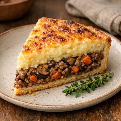 Деревенский пирог Ларна: сытный рецепт с мясом и грибами