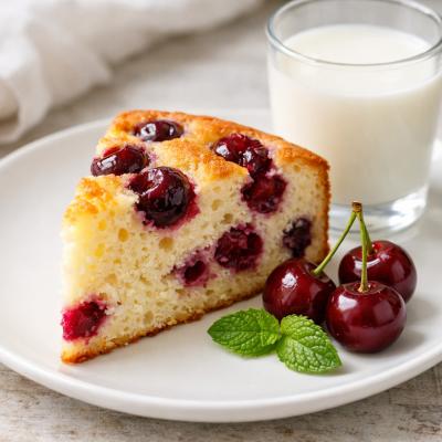 Диетический вишневый пирог на кефире - рецепт с минимумом сахара