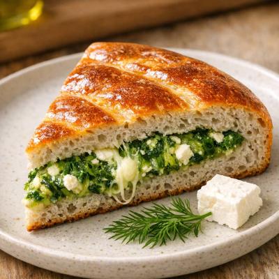 Дрожжевой пирог с сыром и зеленью: сочный и ароматный