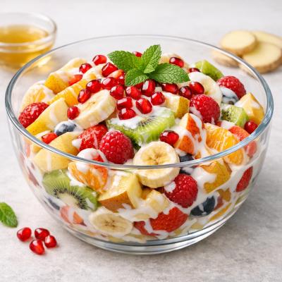 Фруктовый салат с йогуртом и имбирным сиропом