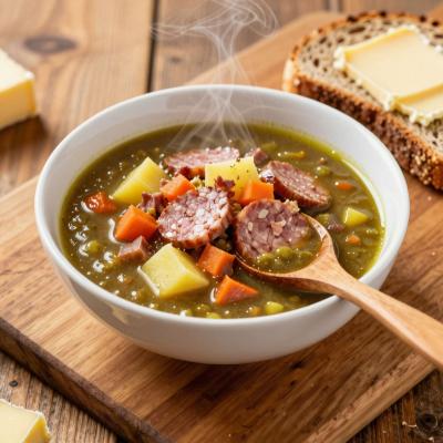 Голландский гороховый суп Erwtensoep: классический рецепт с копченой колбасой