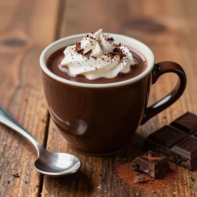 Горячий шоколад с взбитыми сливками - согревающий напиток - пошаговый рецепт