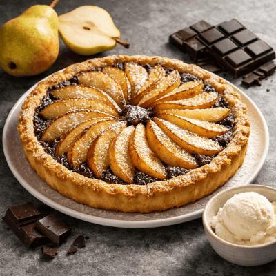Грушевый пирог с шоколадом - французский десерт