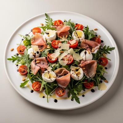Итальянский салат с ветчиной, сыром и овощами