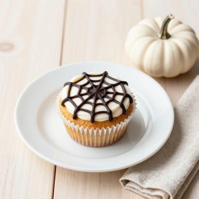 Капкейк Паутинка на Хеллоуин с шоколадным декором - пошаговый рецепт