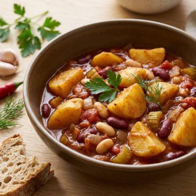 Картофель под фасолевым соусом - сытный ужин