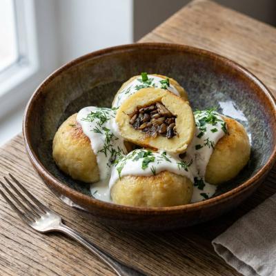 Картофельные кнедлики с грибами: чешский рецепт