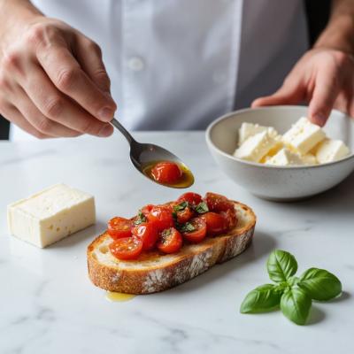Классическая брускетта с томатами и сыром: пошаговый рецепт