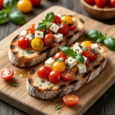 Классическая брускетта с томатами и сыром: пошаговый рецепт