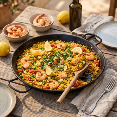 Классическая испанская паэлья с морепродуктами