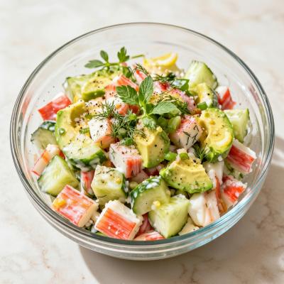 Крабовый салат с огурцом и авокадо: легкий рецепт