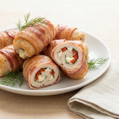 Куриные рулетики в беконе: рецепт