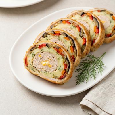 Куриный рулет с овощами: слоеный рецепт