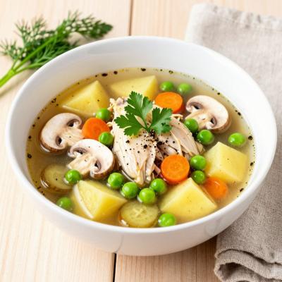 Куриный суп с зеленым горошком и шампиньонами - пошаговый рецепт с фото