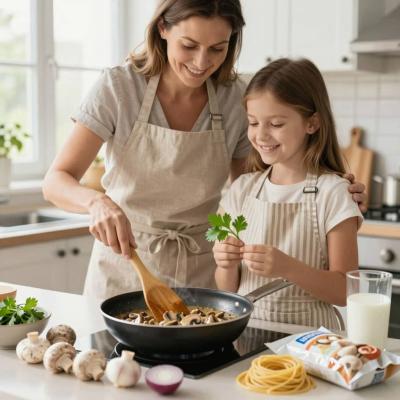 Макароны в грибном соусе: постный рецепт