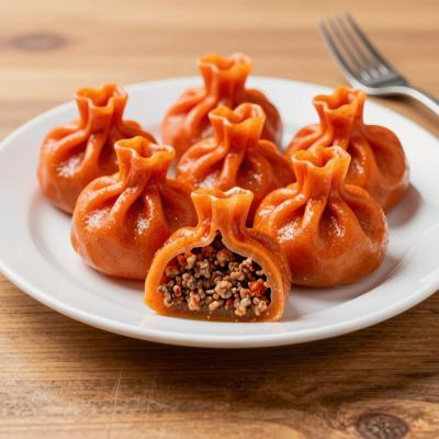 Мешочки из томатного теста с мясом - вареное блюдо - пошаговый рецепт