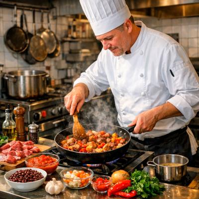 Мясная закуска с фасолью и овощами: Рецепт «Пальчики оближешь»