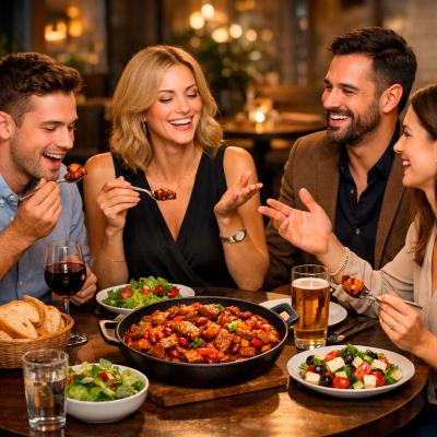 Мясная закуска с фасолью и овощами: Рецепт «Пальчики оближешь»