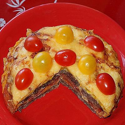 Мясная запеканка с перцем и помидорами