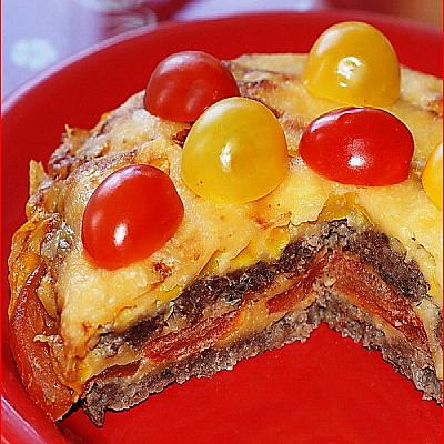 Мясная запеканка с перцем и помидорами