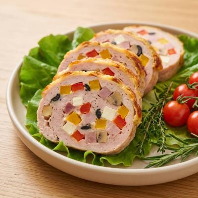 Мясной рулет Арлекин - праздничный рецепт с яркой начинкой