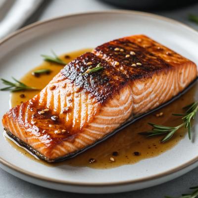 Нежный лосось в аэрогриле - рецепт с медово-соевым маринадом. Как сохранить сочность рыбы.