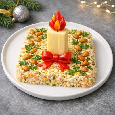 Новогодний салат Свеча: пошаговый рецепт с фото - праздничное оформление