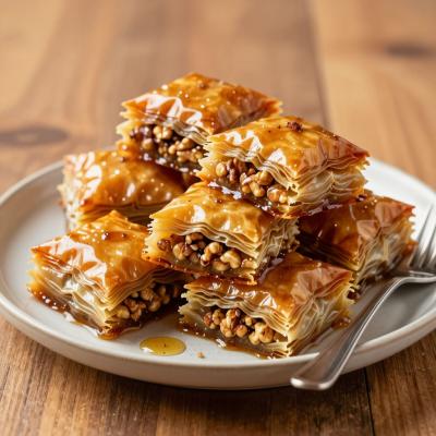 Ореховая пахлава с медовым сиропом - восточная сладость - пошаговый рецепт