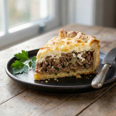 Открытый пирог с мясным фаршем - сытный рецепт