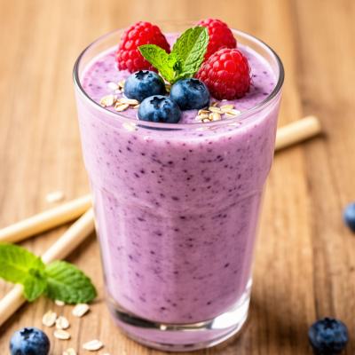 Овсяный смузи с ягодами - густой полезный завтрак - пошаговый рецепт