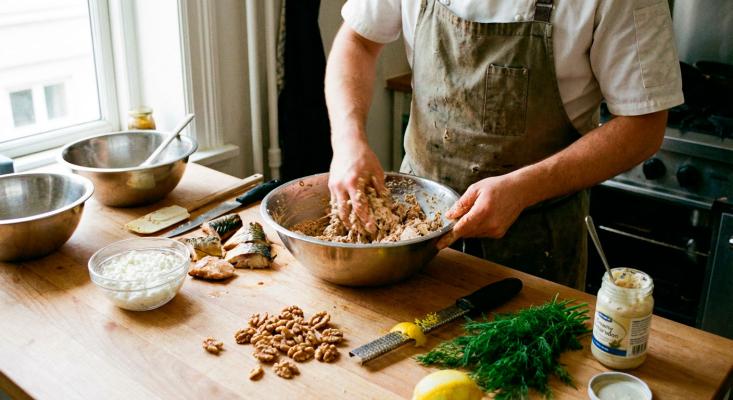 Паштет из копченой рыбы с орехами: Ресторанный рецепт дома.