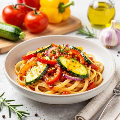 Паста в овощном соусе - легкий ужин