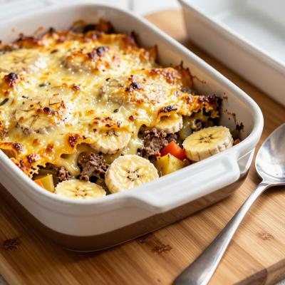 Печень с бананами и сыром - запеченное блюдо - пошаговый рецепт