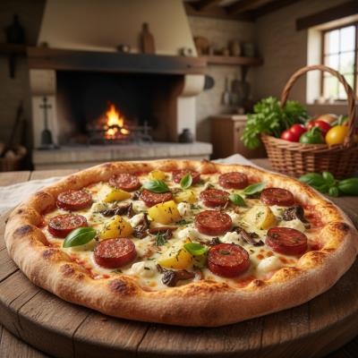 Пицца по-деревенски - настоящая итальянская пицца с кабачками, грибами и моцареллой