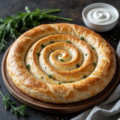 Пирог из лаваша Улитка с сыром - быстрый рецепт