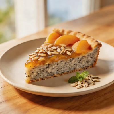 Пирог Подсолнух - яркий рецепт с персиками и семечками