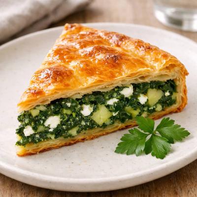Пирог со шпинатом на слоеном тесте: нежный и сытный