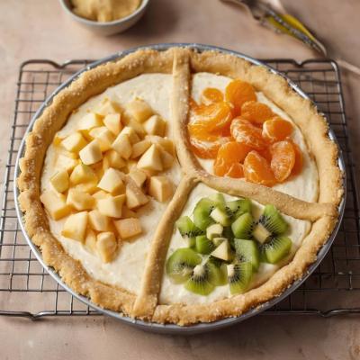 Пирог Три в одном: с творогом, яблоком, апельсином и киви