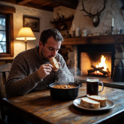 Рецепт немецкого густого супа с колбасой и фасолью на одну порцию