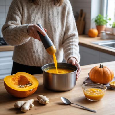 Рецепт сливочного супа-пюре из тыквы с имбирем на одну порцию