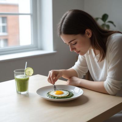 Рецепт сливочного супа со шпинатом и яйцом-пашот на одну порцию