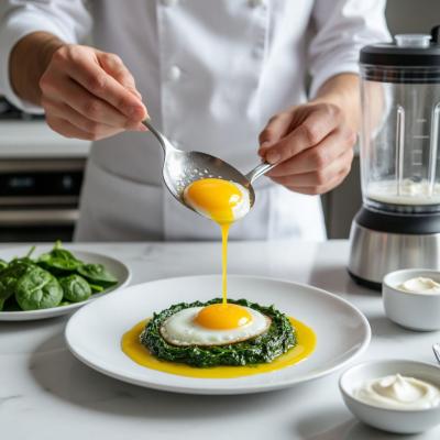 Рецепт сливочного супа со шпинатом и яйцом-пашот на одну порцию