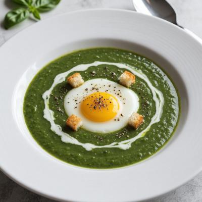 Рецепт сливочного супа со шпинатом и яйцом-пашот на одну порцию